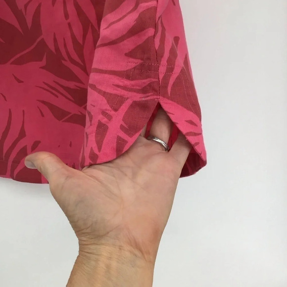 GAP Women’s Zen Sleeveless Top Linen Blend Pink Palms Cropped Summer NWT Size XS - Picture 6 of 7